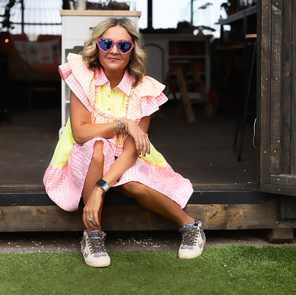 Queen of Sparkles Neon Checkered dress
